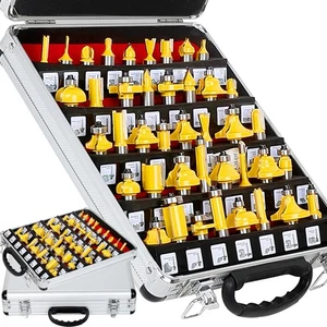 LEATBUY Router Bit Set 1/2-Inch Shank 41 PCS, Extended Entry Door Rail Stile ... - Picture 1 of 7