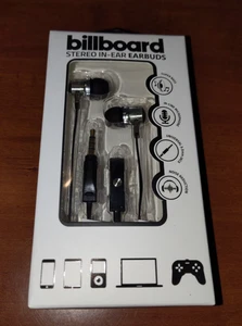 Wired Ear Buds with Microphone, Black and Silver by billboard New in Box - Picture 1 of 12