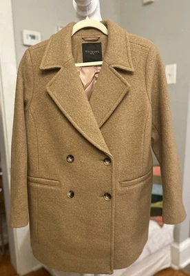 Talbots Women's Tan Wool Pea Coat Jacket Double Breasted Petite Large NWT - Image 1 of 4
