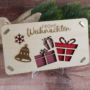 ♥ Geldgeschenk Weihnachten | Weihnachtskarten aus Holz | kleiner Wunscherfüller - Bild 1 von 4