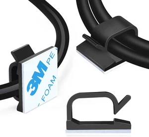 XHF 3/4” Adhesive Cable Wire Clips Black 60Pcs, Cable Staples Outdoor Cable Mana - Picture 1 of 5
