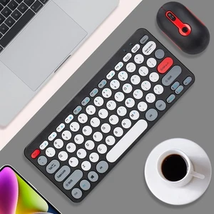 Wireless Keyboard Mouse Set Stylish Slim Round Keycaps Mute Ergonomic 2.4G - Picture 1 of 24