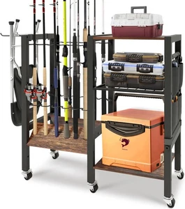 Angelrutenhalter, 3-stufiger Angelrutenständer, Angelausrüstung Organizer Tackle - Bild 1 von 8