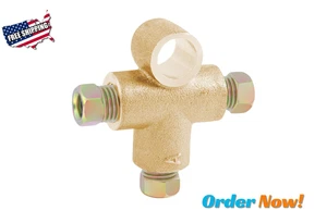 Copper T-Shape 3 Way Brake Line Tee Union Fittings with 3/16 Inch Nuts - Picture 1 of 7