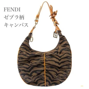 FENDI Shoulder Bag Purse Canvas Leather Brown Authentic - Picture 1 of 24