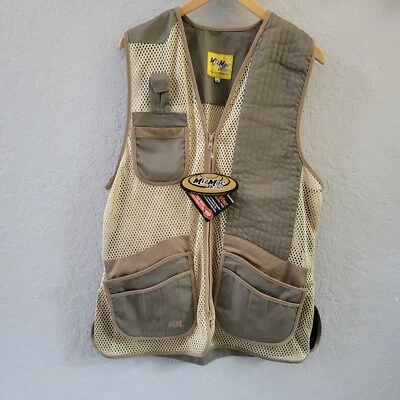 MizMac Designs Mesh Shooting Vest Size XL Green, And Tan  Pockets Zip Up Left - Image 1 of 4