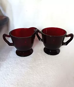 Anchor Hocking Royal Ruby Creme & Zucker Vintage 1960 REDUZIERTER PREIS - Bild 1 von 4