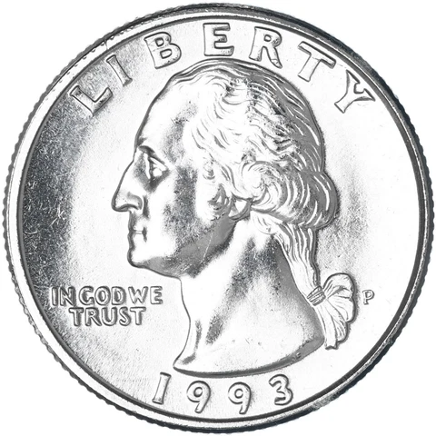 1993 P Washington Quarter Gem BU US Coin Cover