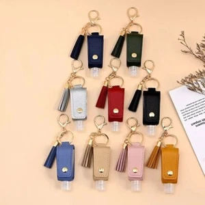 Portable Hand Sanitizer Holder Leather Squeeze Bottle Refillable Containers - Picture 1 of 13