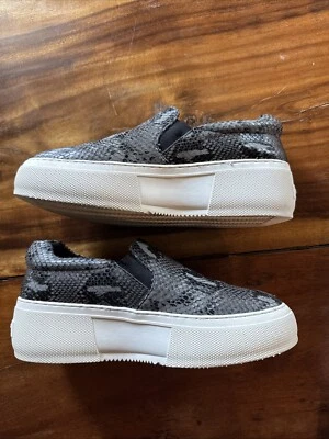 J Slides NYC Slip On Snake Print Sneakers Gray/Black Women's US Size 7M - Image 1 of 4