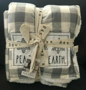 Rae Dunn Throw Blanket "Peace On Earth" Christmas Holiday Buffalo Check NWT - Picture 1 of 4