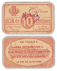Buena De 10 Céntimos - Ciudad Toulouse/Francia - Billete Necesidad - Cartón - Imagen 1 de 2