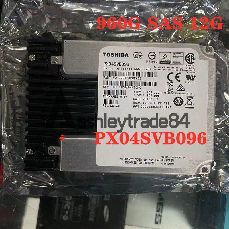 Toshiba Enterprise 960GB MLC SAS SSD 12G/s 2.5" PX04SVB096 PLP REV.NO.A3 - Bild 1 von 1