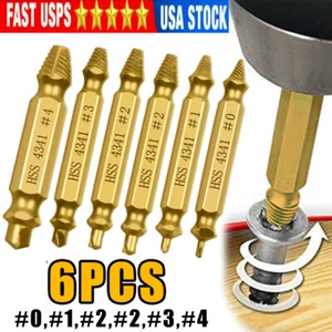 6pcs Damaged Screw Extractor Drill Bits Guide Set Broken Speed Out Bolt Screw - Picture 1 of 8