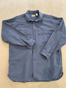 LL Bean Chamois Shirt Mens XL Blue Heavy Flannel Button Chore Shirt - Picture 1 of 11