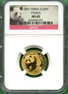 Panda Gold 2001 1/4 oz 100 yuanes NGC MS 69 Foto 1 de 2