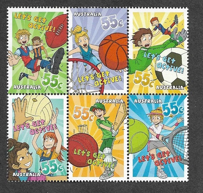 DIBUJOS ANIMADOS DEPORTIVOS AUSTRALIANOS LET GET ACTIVE MNH 2009 3280A Foto 1 de 1