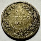 1892 Netherlands 10 Cents - .640 SILVER - Thin Head - KM#116 - Rare Find