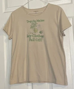 Artist Made Ladies Size L Tee-“Tequila Makes My Clothes Fall Off” Dedazzled - Bild 1 von 5