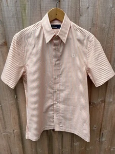 Fred Perry Men’s Shirt SS Stripe Size Small Orange Casual Mod Classic Button New - Picture 1 of 3