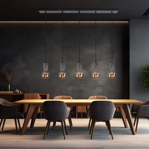 Lampada Pendente da Soggiorno 5 Fiamma Luce Tavolo Pranzo LED L 115 CM - Foto 1 di 10