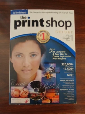 Broderbund The PrintShop Deluxe Version 21 (PC, 2005) Complete 4 CD Set - Image 1 of 4