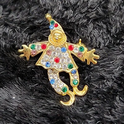 Broche prendedor disperso payaso patas articuladas cristal Swarovski colorido  Foto 1 de 4