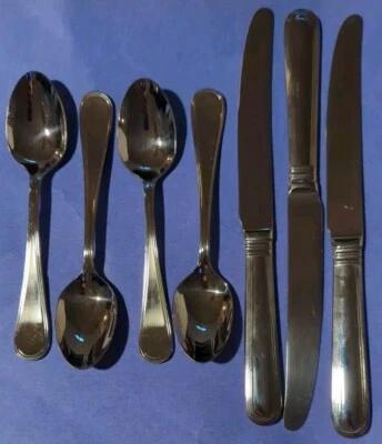 7x Piece LOT- Godinger Savile Row 18/10 Stainless 6 1/2" Teaspoons +10"Knives VG - Изображение 1 из 4