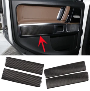 4Pc Real Carbon Fiber Inner Door Panel Cover Deco Strip Fits 19-23 W464 G550 G63 - Picture 1 of 7