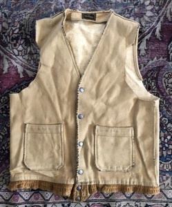 Vintage 1920s Moleskin Work Vest Old Glory Brand Snap Button Knit United Carr - Picture 1 of 12