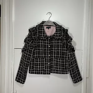Giacca tweed Sister Jane nera rosa quadri bottoni glitter taglia small donna - Foto 1 di 11