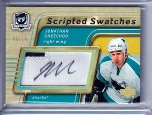 2005-06 The Cup Scripted Swatches Jonathan Cheechoo AUTO PATCH /10 - SHARKS SP