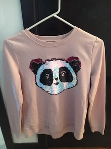 Children’s Place Light Pink Panda Sequins Sweatshirt Size 14 - Picture 1 of 3