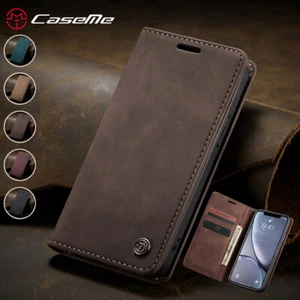 Magnetic Wallet Case Leather Flip Cover for iPhone 17/16e/15/14/13/12/11 Pro Max - Picture 1 of 29