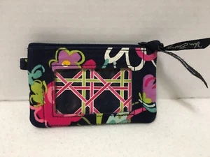 Vera Bradley Zip ID Case Ribbons Change Wallet Pouch Floral Keyring EUC - Picture 1 of 3