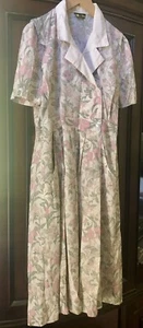 Stuart Alan Vintage 1980s Midi Dress Floral Sz 16-18 Women’s XL Deep Pockets - Picture 1 of 6