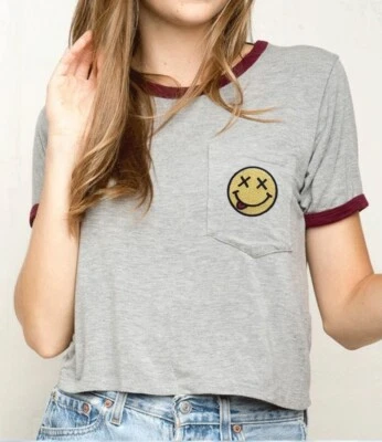 Embroidered Patches Iron Sew On Patches transfers Badges appliques smile face - Image 1 of 4