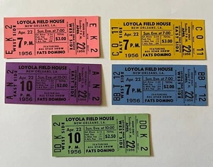 Set 5 biglietti concerto originali Fats Domino Loyola Field House 22 aprile 1956 - Foto 1 di 3