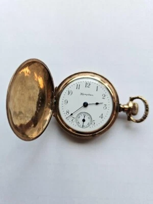 Reloj Bolsillo Hampden Relleno de Oro con Esfera Porcelana Blanca Modelo Molly Stark Foto 1 de 4