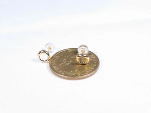 14K Yellow Gold Stud Loop Earrings - Picture 1 of 9