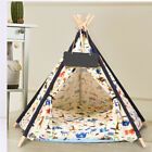 Folding Pet Teepee Tent Bed Cat Kitten Dog Puppy Igloo Play Tipi House W/Cushion