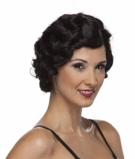 Peluca de disfraz de gatsby aleta onda dedo onda finger rugiente años 20 abadía roxie negra Foto 1 de 1