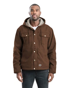 Berne Mens Vintage Washed Sherpa-Lined Hooded Bark 100% Cotton Jacket - Picture 1 of 2