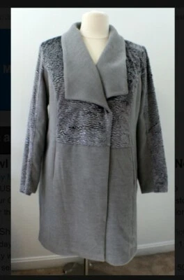 H by Halston Shawl Collar Coat with Faux Fur-Heather Graphite-Size 20W-NEW - Image 1 of 4