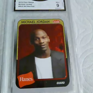 MICHAEL JORDAN BULLS 2019 FLEER HANES SET RED FOIL # MJ2 GRADED 9 L@@@K - Picture 1 of 2