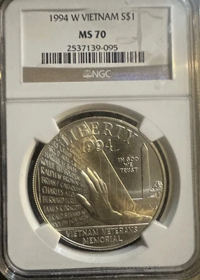 1994 W Vietnam S$1 Commemorative Silver Dollar NGC MS70 ***RARE ORIGINAL COIN*** - Image 1 of 4
