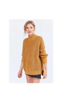 Urban Outfitters BDG gelb meliert Waffelstrick Stehkragen Rollkragen Pullover S-P - Bild 1 von 6