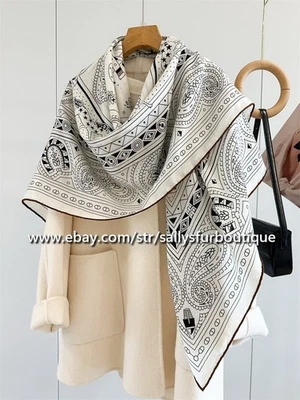 Шарф Sallys 70% кашемир 30% шелк украденное сердце пейсли принт 2 лица шаль 53 дюйма - Изображение 1 из 4