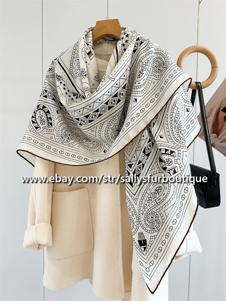 Шарф Sallys 70% кашемир 30% шелк украденное сердце пейсли принт 2 лица шаль 53 дюйма - Изображение 1 из 4