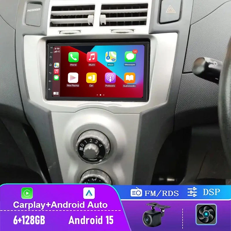 7" 6+128GB For Toyota Yaris 2004-2011 Car Radio FM BT Fit Special Center Console Foto 1 de 4